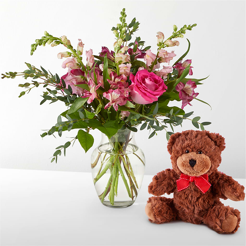 Happily Ever After Bouquet & Bear Set – Woodbury Flowers, Woodbury GA