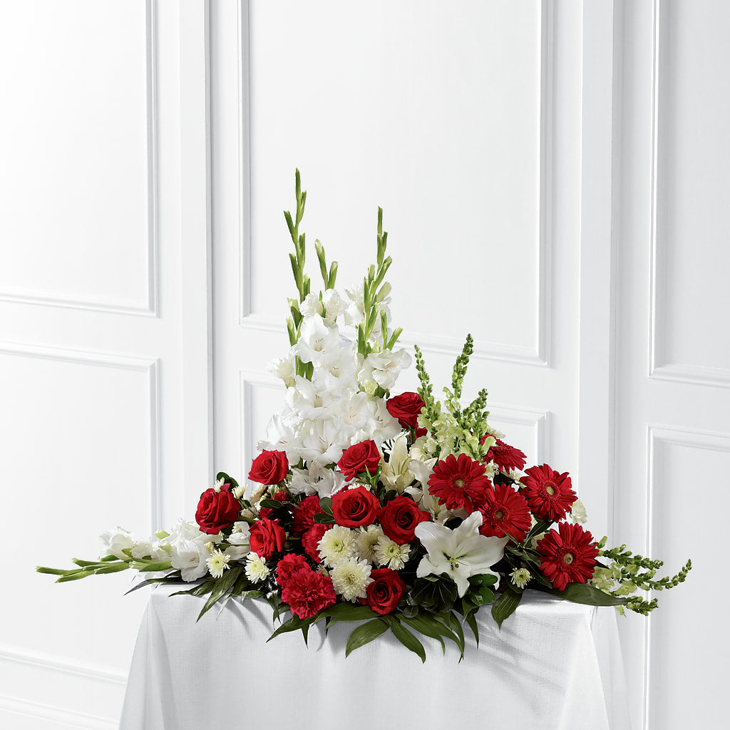 Crimson & White Arrangement – Woodbury Flowers, Woodbury GA
