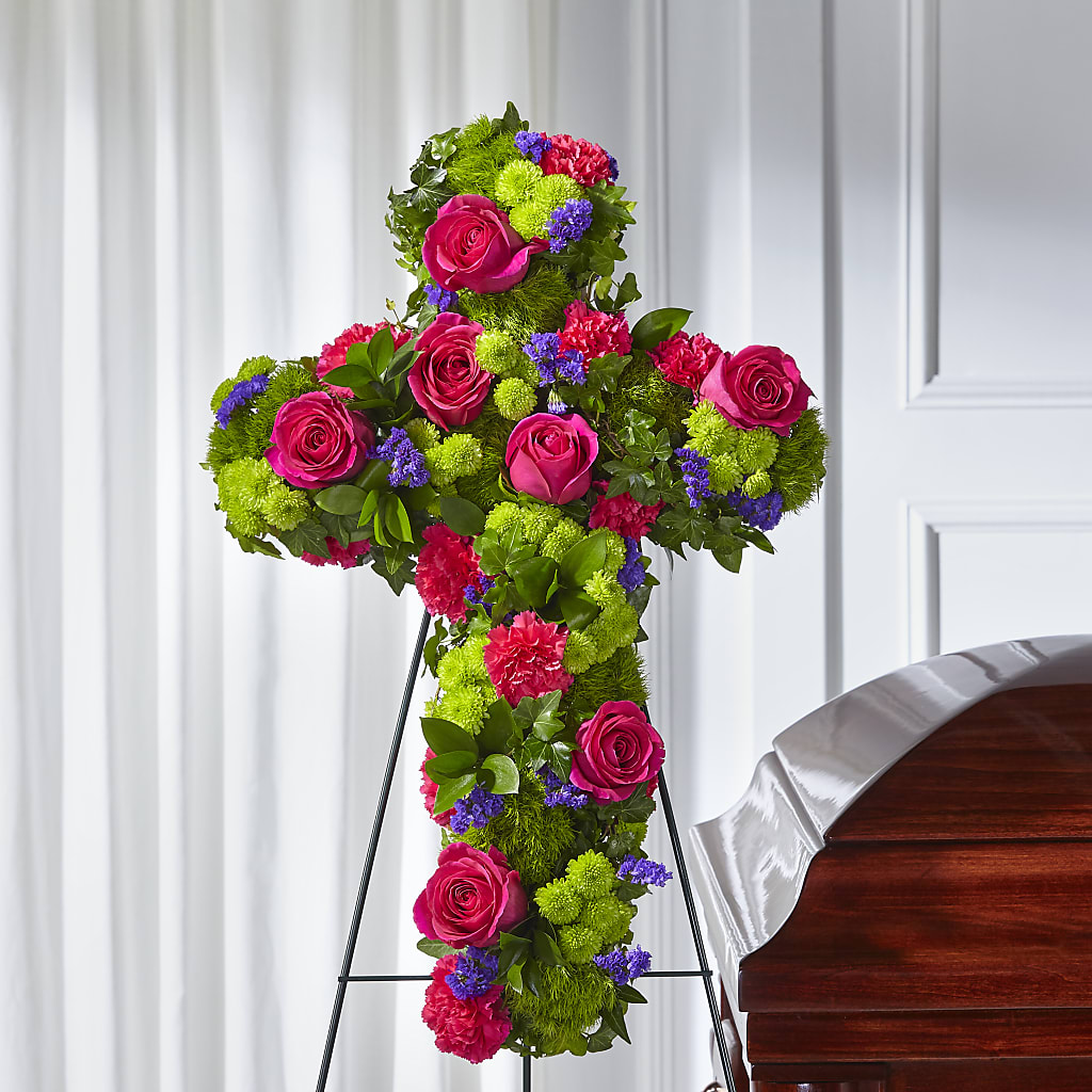 Tribute Rose Floral Cross – Woodbury Flowers, Woodbury GA