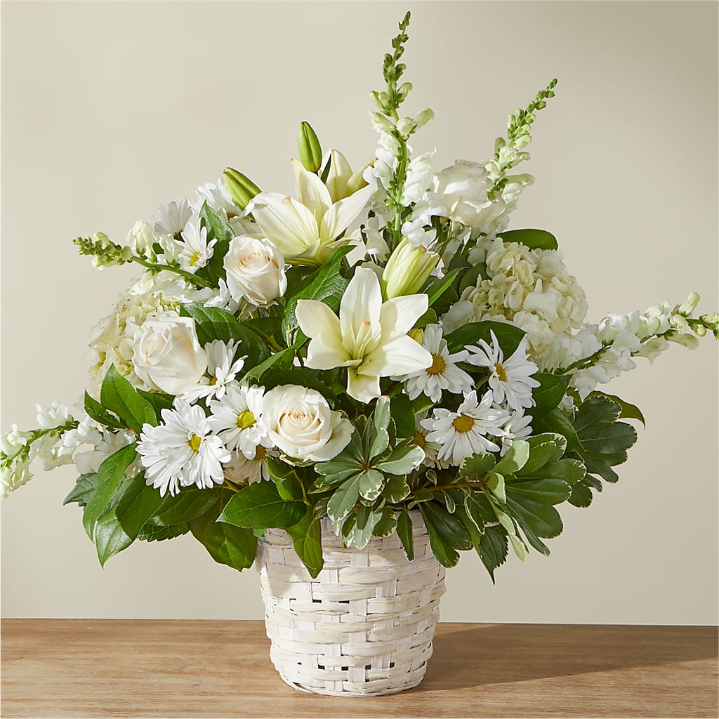 Ivory Elegance Floral Basket – Woodbury Flowers, Woodbury GA