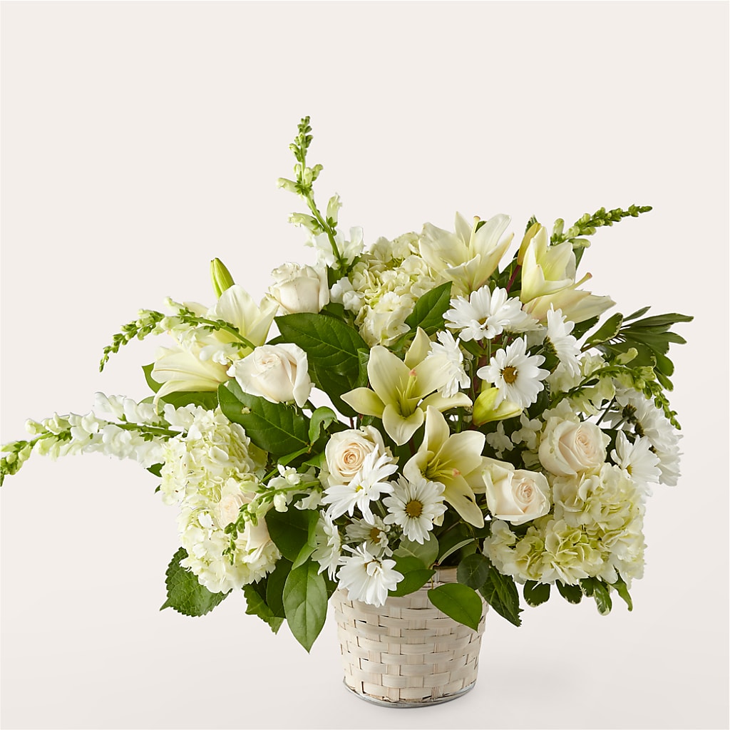 Ivory Elegance Floral Basket – Woodbury Flowers, Woodbury GA