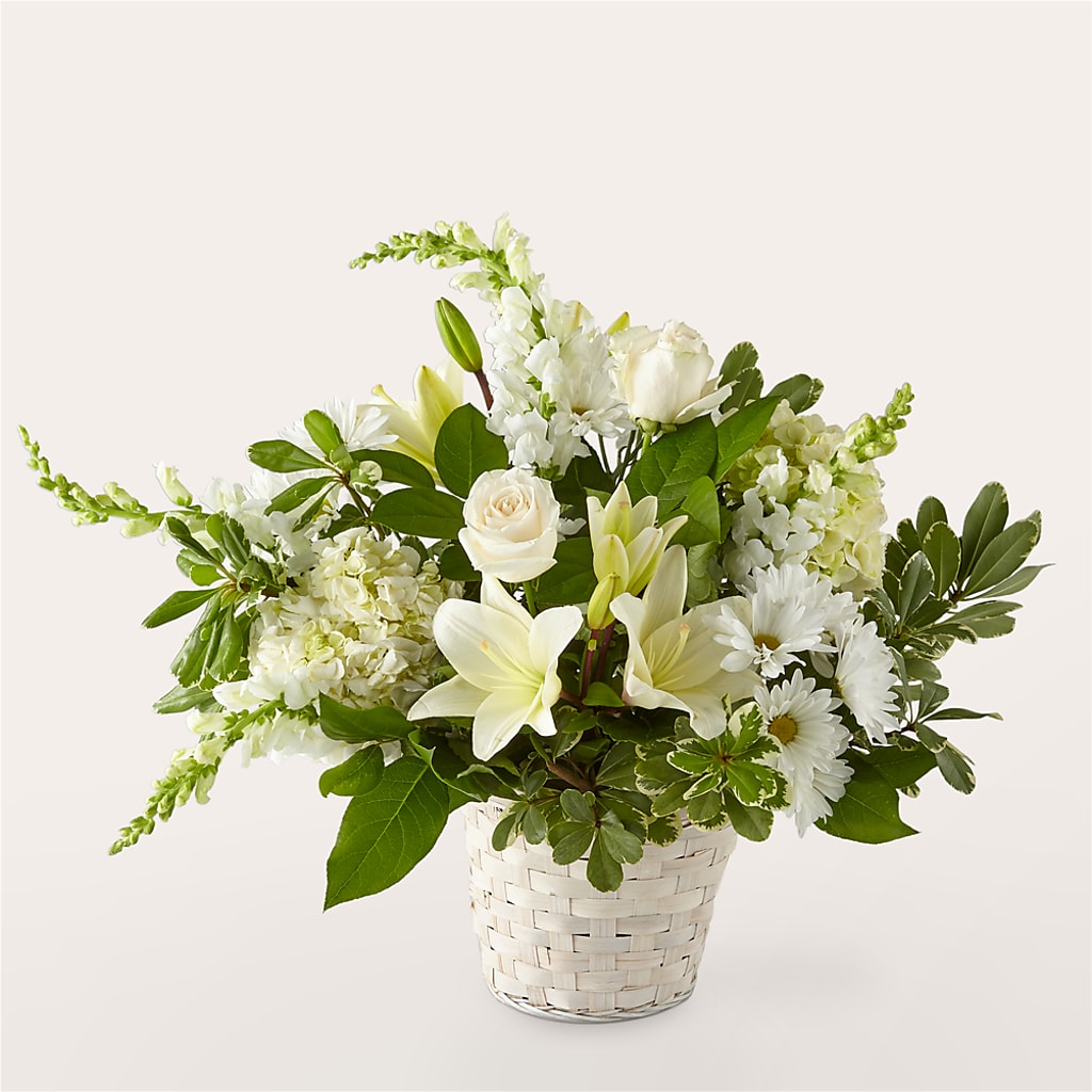 Ivory Elegance Floral Basket – Woodbury Flowers, Woodbury GA