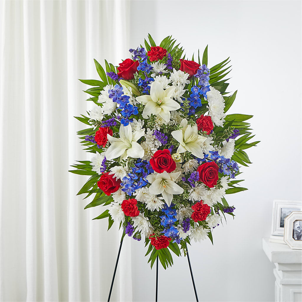 Cherished Service Standing Spray – Woodbury Flowers, Woodbury GA