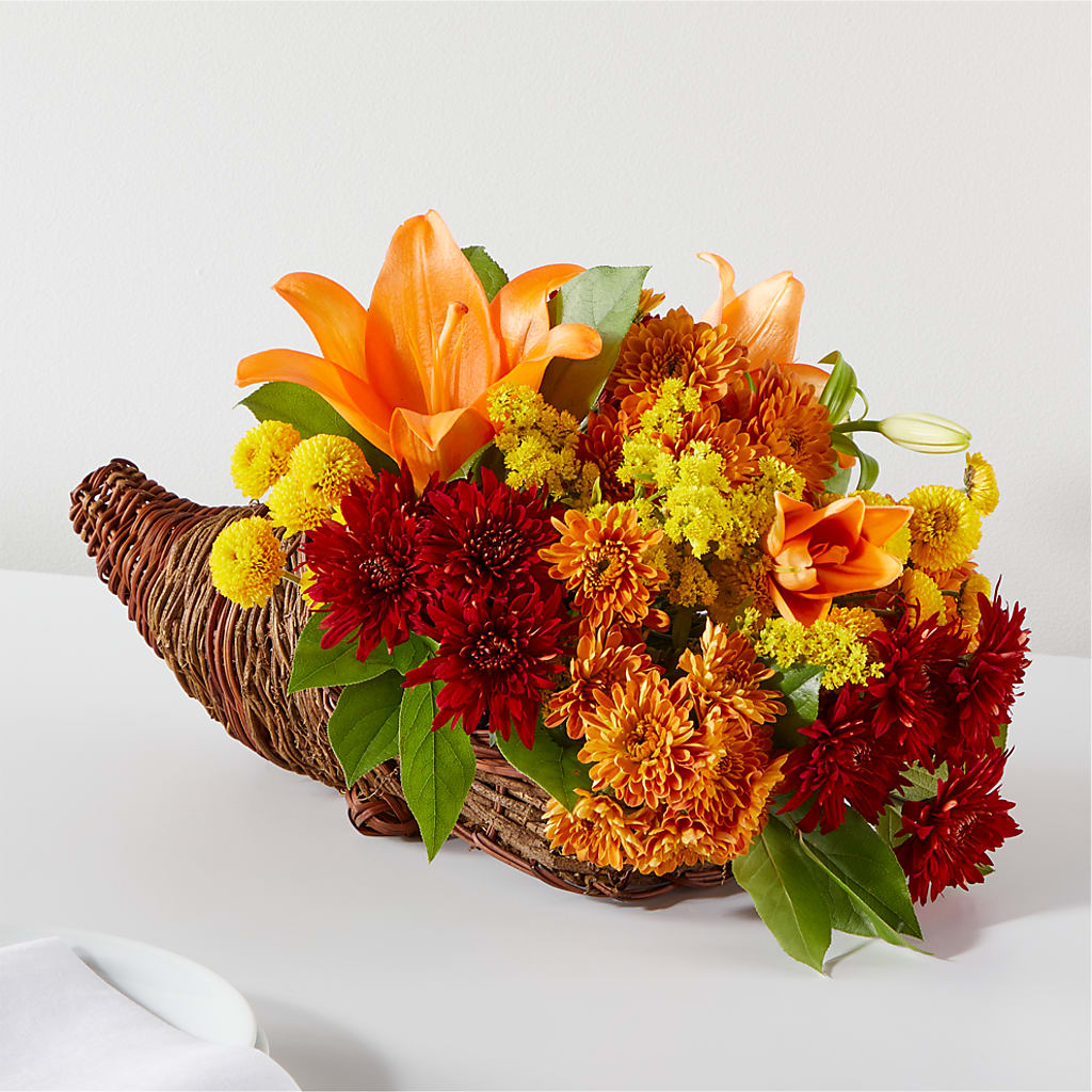 Bouquet of Blessings Cornucopia – Woodbury Flowers, Woodbury GA