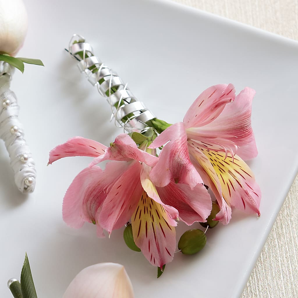 Pink Peruvian Lily Boutonniere – Woodbury Flowers, Woodbury GA