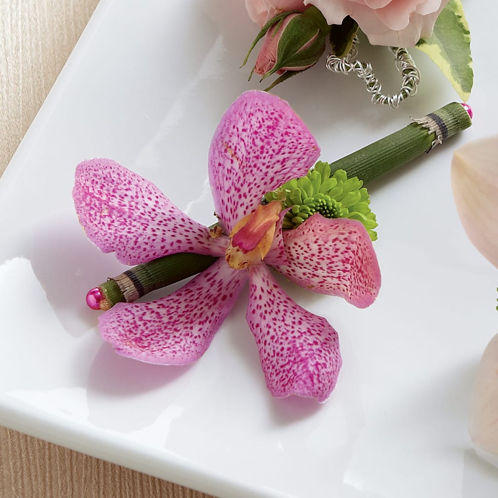 Pink Mokara Boutonniere – Woodbury Flowers, Woodbury GA