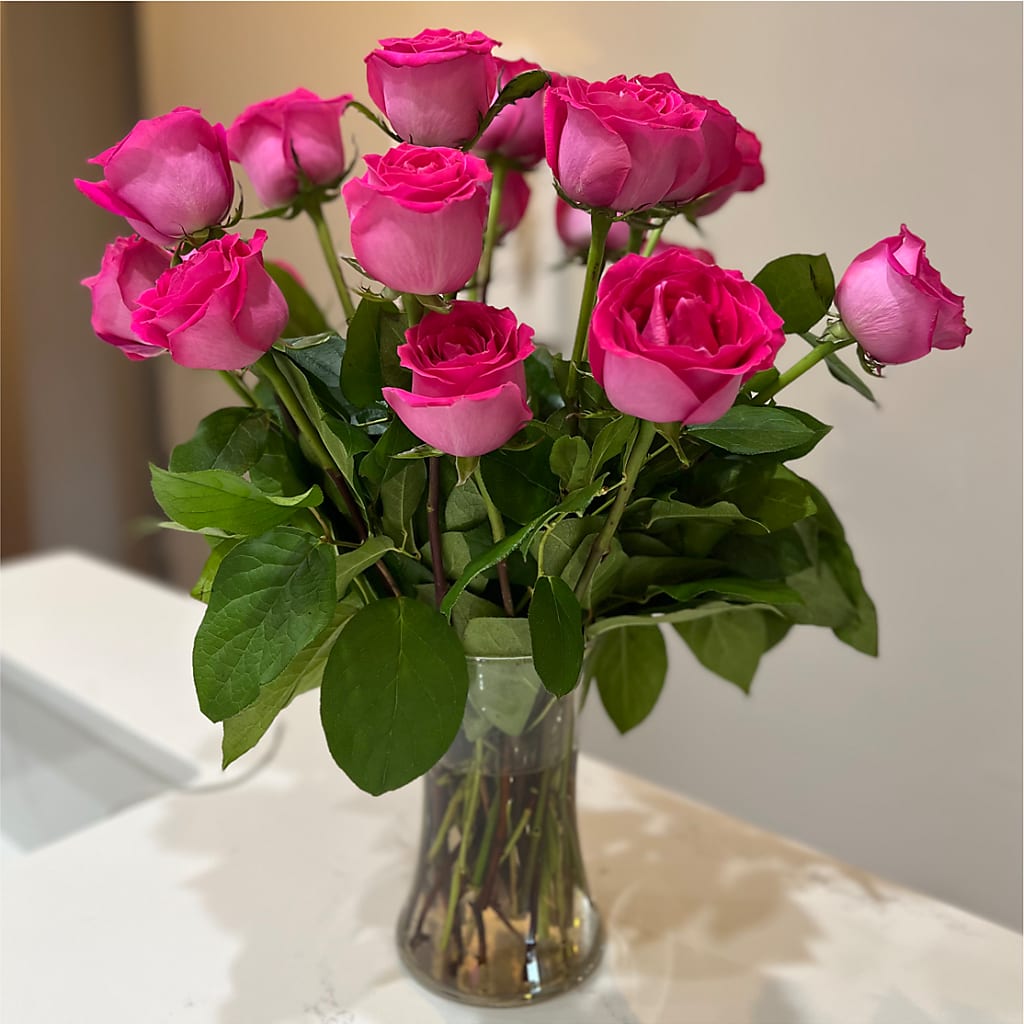 Long Stem Pink Rose Bouquet –  Woodbury Flowers, Woodbury GA