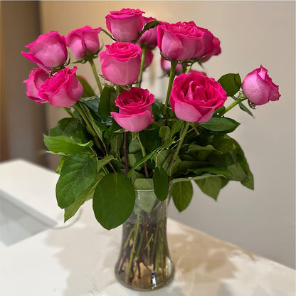 Long Stem Pink Rose Bouquet –  Woodbury Flowers, Woodbury GA
