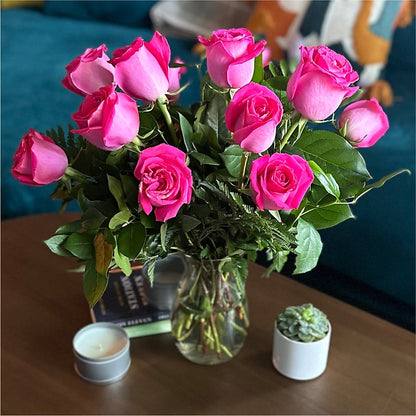 Long Stem Pink Rose Bouquet –  Woodbury Flowers, Woodbury GA