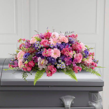 Glorious Garden Casket Spray –  Woodbury Flowers, Woodbury GA