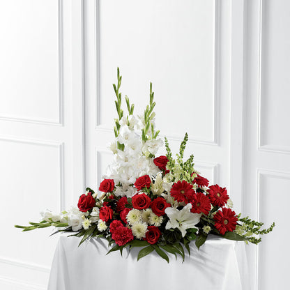 Crimson & White Arrangement –  Woodbury Flowers, Woodbury GA