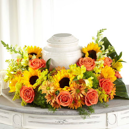 Faithful Sunflower Cremation Adornment –  Woodbury Flowers, Woodbury GA