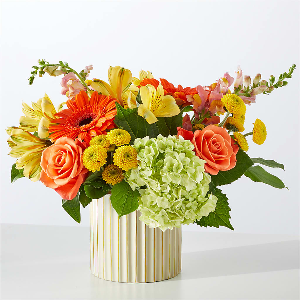 Autumn Sunshine Bouquet with Ivory Vase –  Woodbury Flowers, Woodbury GA