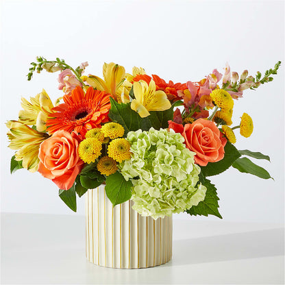 Autumn Sunshine Bouquet with Ivory Vase –  Woodbury Flowers, Woodbury GA
