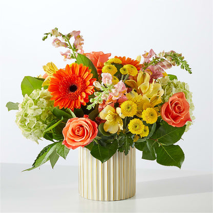 Autumn Sunshine Bouquet with Ivory Vase –  Woodbury Flowers, Woodbury GA