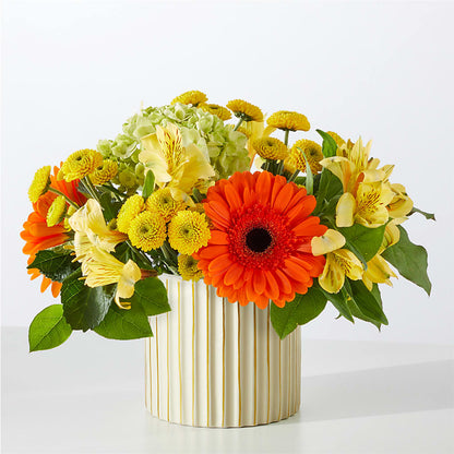 Autumn Sunshine Bouquet with Ivory Vase –  Woodbury Flowers, Woodbury GA