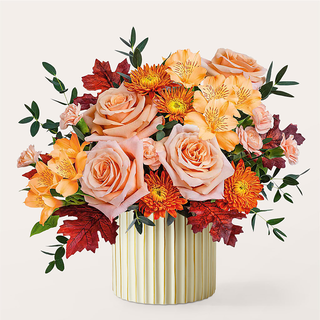 Spiced Latte Bouquet with Ivory Vase –  Woodbury Flowers, Woodbury GA