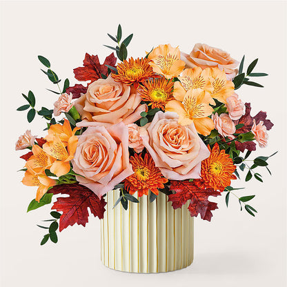 Spiced Latte Bouquet with Ivory Vase –  Woodbury Flowers, Woodbury GA