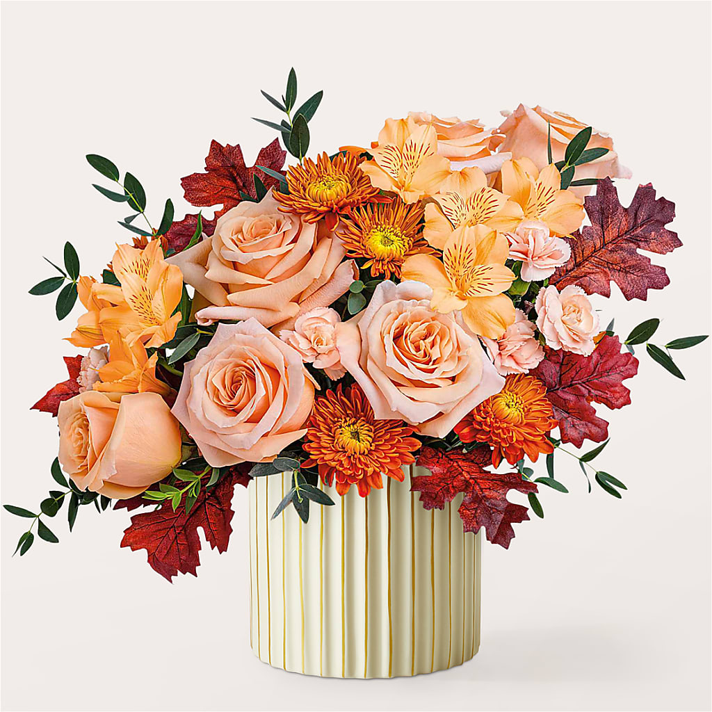 Spiced Latte Bouquet with Ivory Vase –  Woodbury Flowers, Woodbury GA