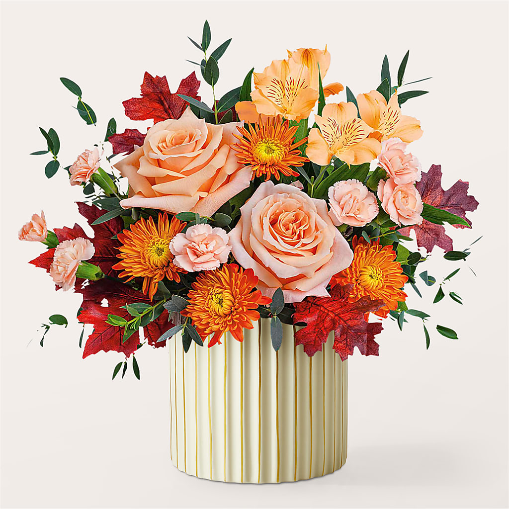 Spiced Latte Bouquet with Ivory Vase –  Woodbury Flowers, Woodbury GA
