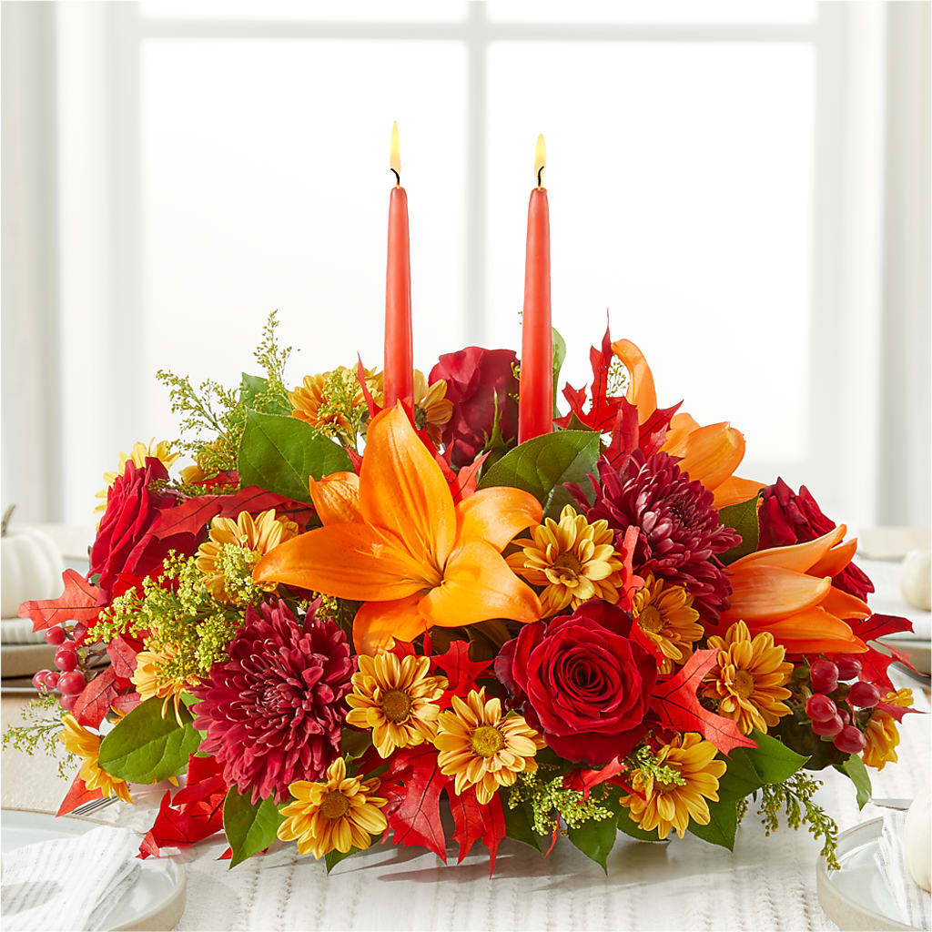 Autumn's Embrace Centerpiece –  Woodbury Flowers, Woodbury GA