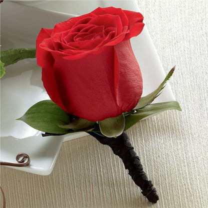 Red Rose Boutonniere –  Woodbury Flowers, Woodbury GA
